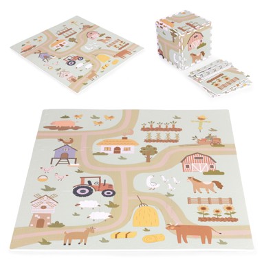 ECOTOYS Velika pjenasta podloga za djecu farma 90,5 x 90,5 cm 21 kom